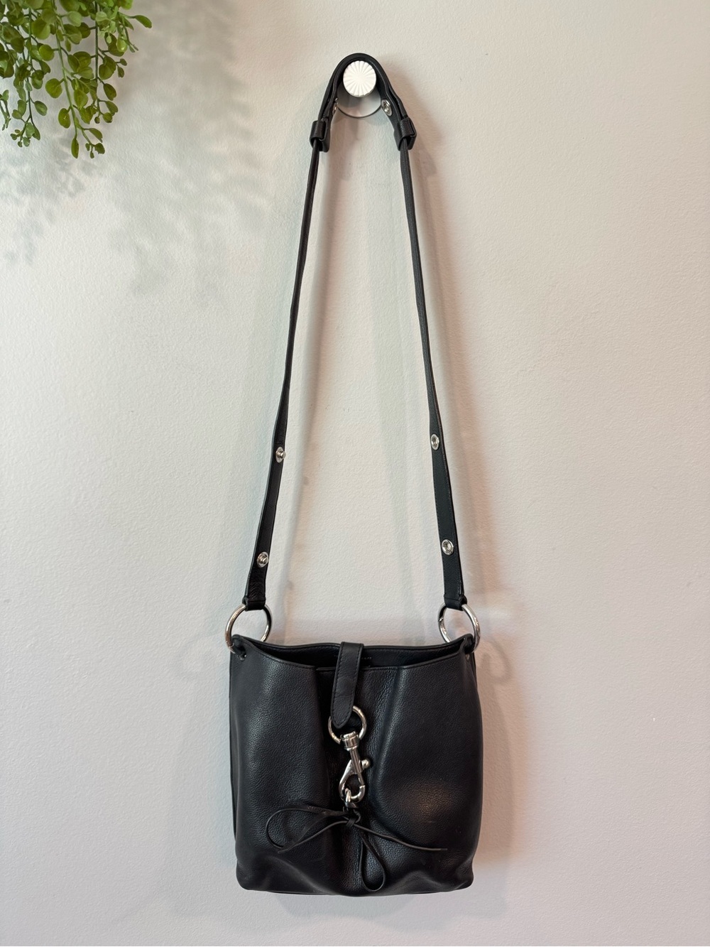 Rebecca Minkoff Black Pebbled Leather Shoulder Bag with Silver Hardware